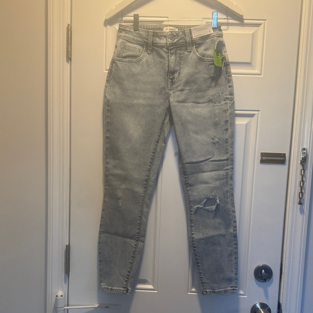 Maurices Light Gray Distressed Jeans